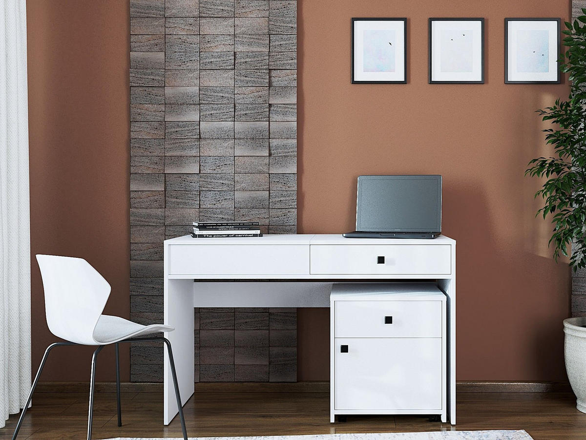SCHMINKTISCH 120/50/76 cm, Weiß  - Schwarz/Weiß, MODERN, Holzwerkstoff/Kunststoff (120/50/76cm) - Milino