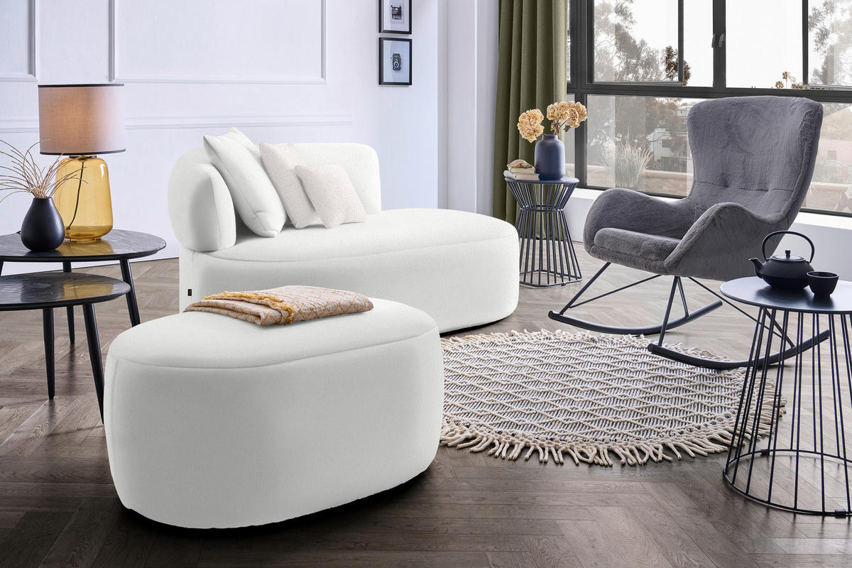 RÉCAMIERE in Bouclé Creme, Hellrosa  - Hellrosa/Creme, MODERN, Kunststoff/Textil (166/86/105cm) - Hom`in