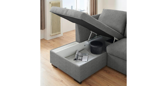 ECKSOFA in Webstoff Hellgrau 158/238 cm - Hellgrau/Schwarz, Design, Kunststoff/Textil (158/238cm) - Xora