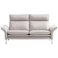 2-SITZER-SOFA Beige Echtleder  - Chromfarben/Beige, KONVENTIONELL, Leder/Metall (158/93/88cm) - Erpo