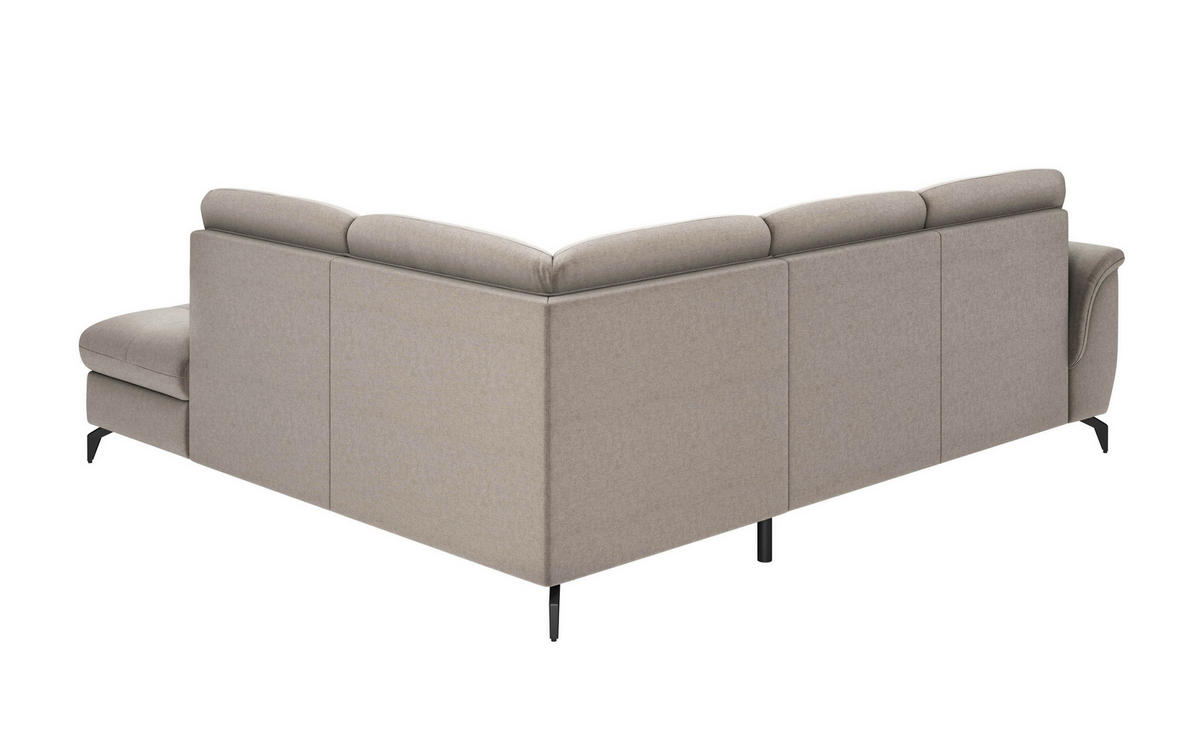 ECKSOFA ZORA E Taupe Flachgewebe  - Taupe/Schwarz, MODERN, Textil/Metall (244/212cm) - Sit & More