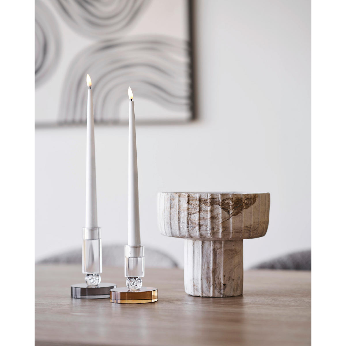 KERZENHALTER - Grau, Basics, Glas (9/13/9cm)