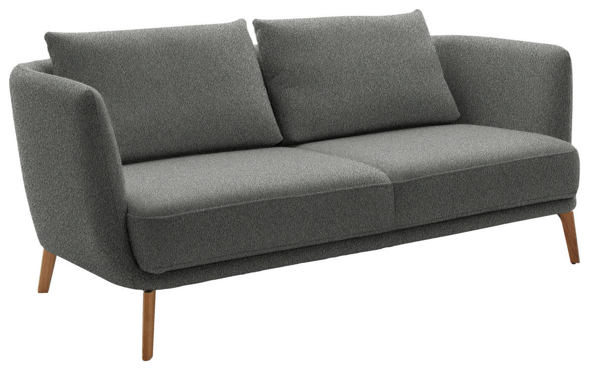 2,5-SITZER  in Flachgewebe Grau  - Eichefarben/Weiß, Design, Holz/Textil (190/71/91cm) - Schöner Wohnen