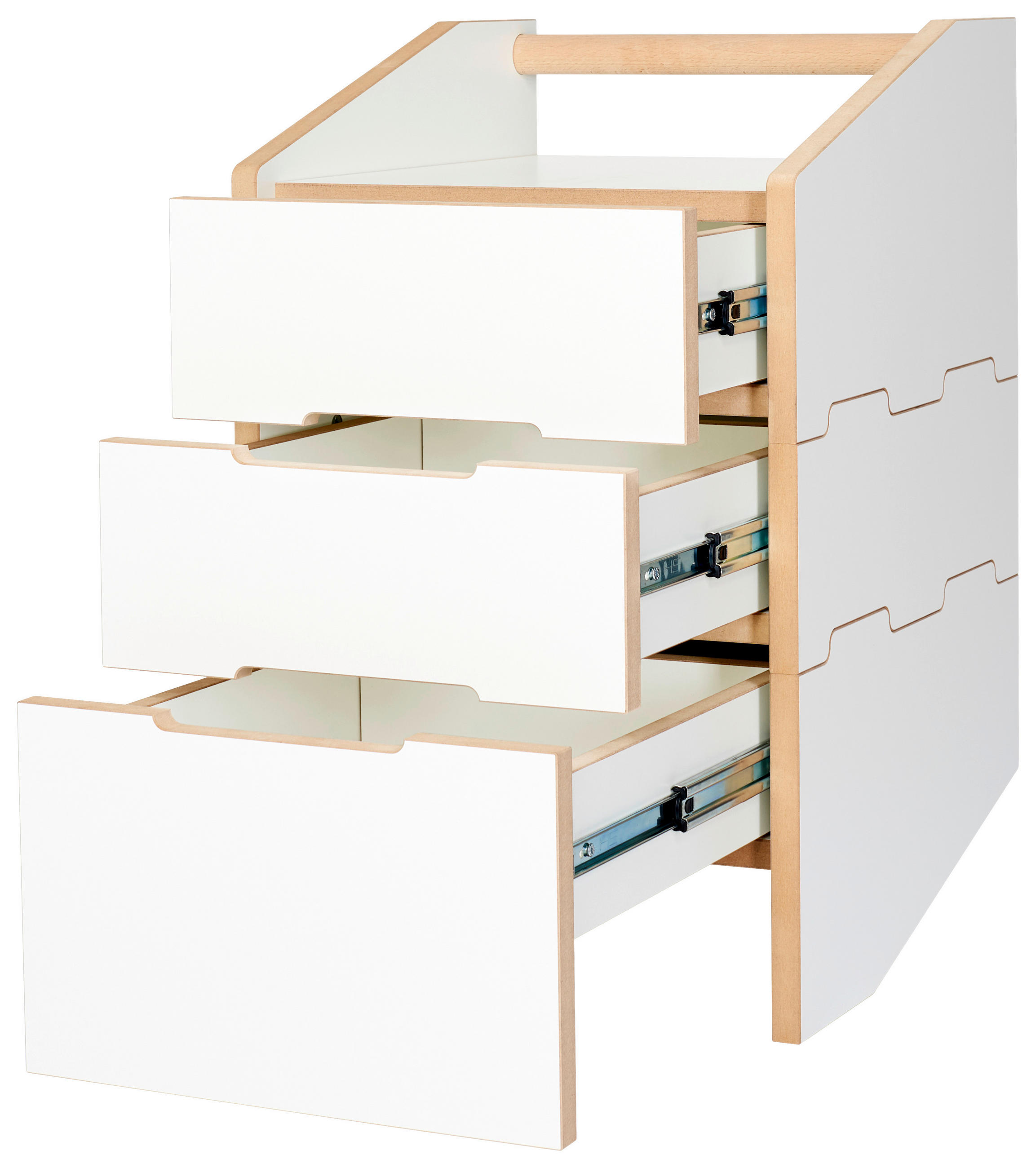 ROLLCONTAINER Buchefarben, Weiß  - Buchefarben/Weiß, MODERN, Holzwerkstoff/Kunststoff (39/61,6/40cm) - Tojo