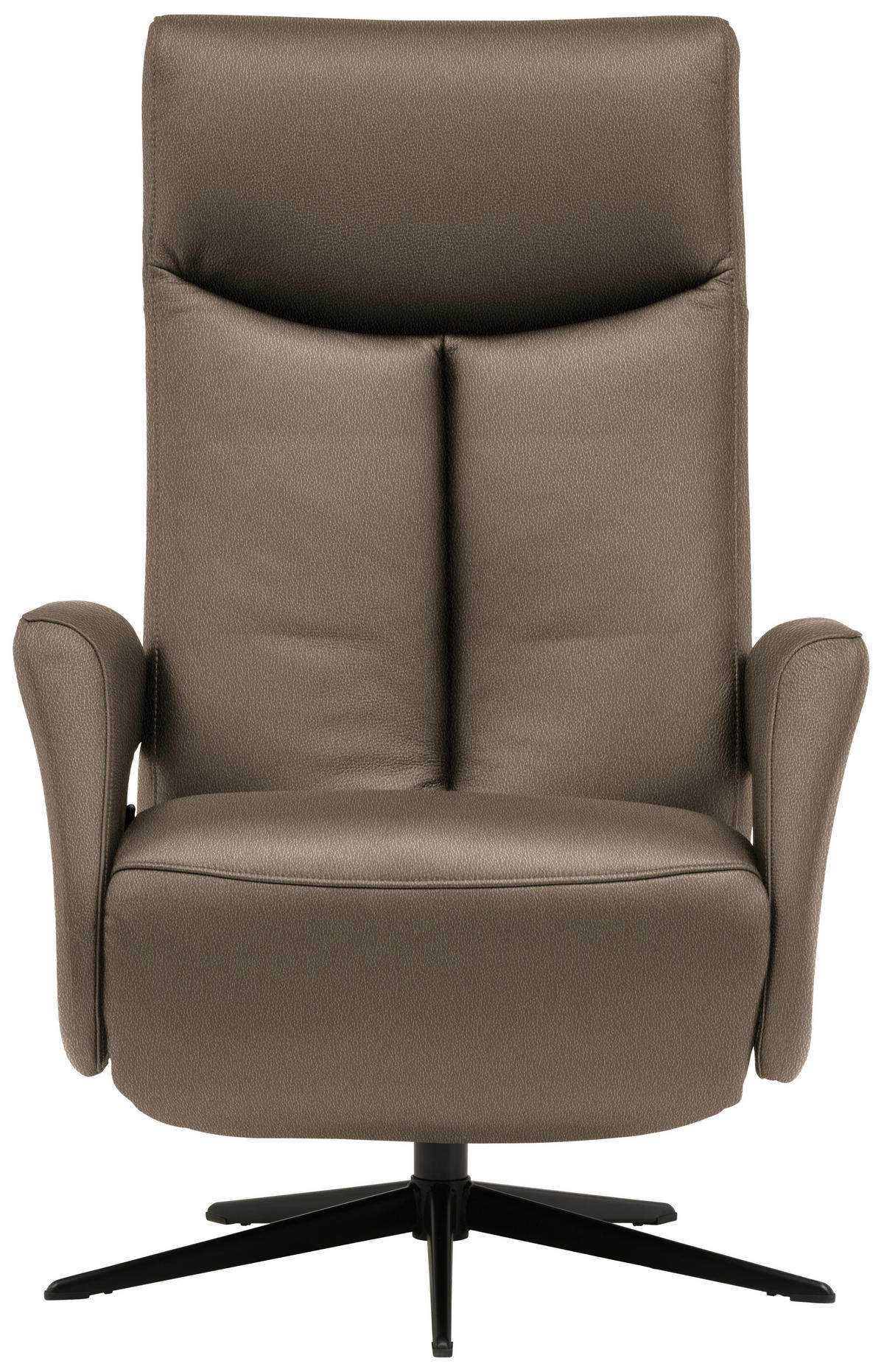 RELAXSESSEL in Leder Graubraun  - Graubraun/Schwarz, Design, Leder/Metall (74/105/82cm) - Welnova