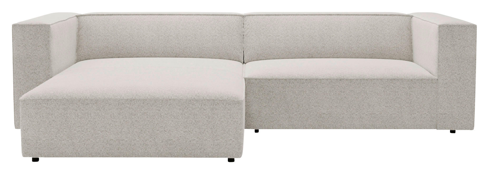 ECKSOFA Hellgrau Flachgewebe  - Hellgrau/Schwarz, Design, Kunststoff/Textil (174/278cm) - Livetastic