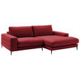 ECKSOFA  in Velours Rot Rücken echt  253/177 cm  - Rot/Schwarz, Design, Textil/Metall (253/177cm) - Dieter Knoll