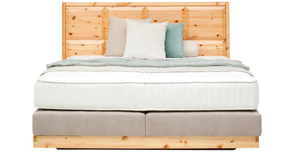 BOXSPRINGBETT 180/200 cm in Zirbelkieferfarben, Greige - Greige/Zirbelkieferfarben, Natur, Holz/Textil (180/200cm) - Valnatura