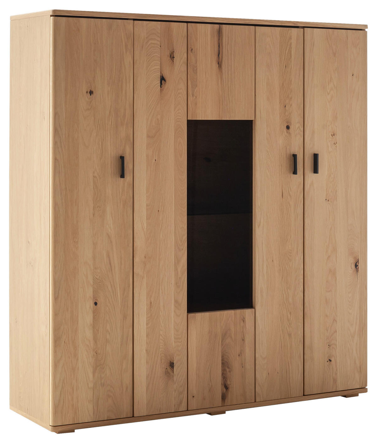 HIGHBOARD  in  - Eichefarben/Schwarz, Natur, Glas/Holz (130/141/37cm) - Hom`in