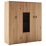 HIGHBOARD Braun, Schwarz, Eichefarben  130/141/37 cm  - Eichefarben/Schwarz, Natur, Glas/Holz (130/141/37cm) - Hom`in