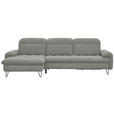 ECKSOFA in Webstoff Silberfarben  - Silberfarben/Schwarz, LIFESTYLE, Textil/Metall (180/310cm) - Valnatura