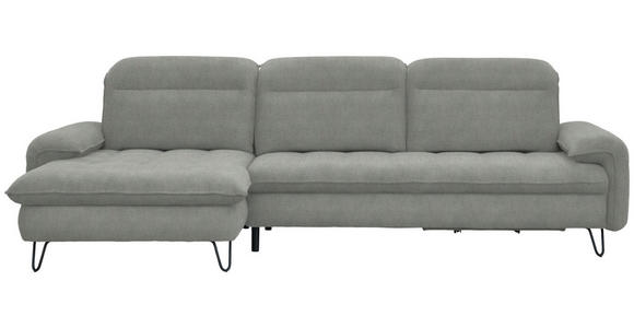 ECKSOFA in Webstoff Silberfarben  - Silberfarben/Schwarz, LIFESTYLE, Textil/Metall (180/310cm) - Valnatura