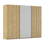SCHWEBETÜRENSCHRANK 270/223/68 cm 3-türig Eichefarben, Chromfarben, Hellgrau  - Chromfarben/Eichefarben, Design, Glas/Holz (270/223/68cm) - Novel