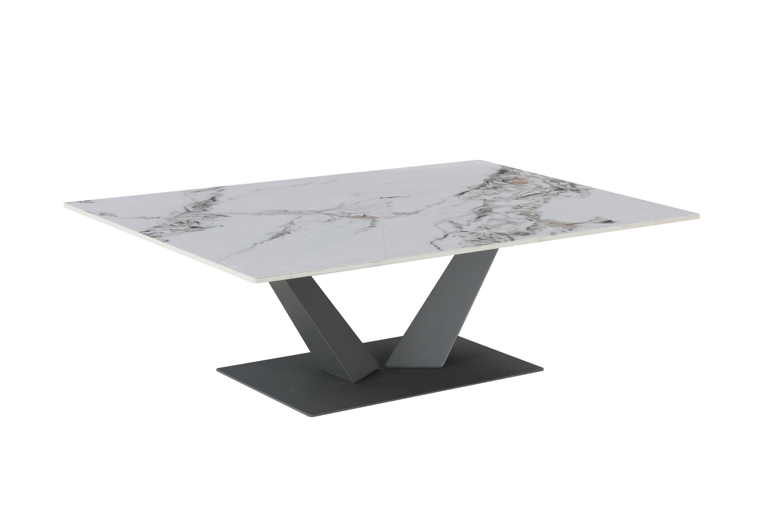 COUCHTISCH rechteckig Anthrazit, Weiß  - Anthrazit/Weiß, Design, Keramik/Metall (120/40/80cm) - MID.YOU