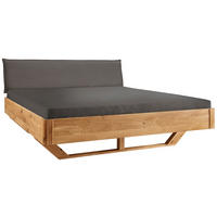 BALKENBETT 180/200 cm,  in Grau, Wildeiche, gepolstertes Kopfteil,  - Wildeiche/Grau, Natur, Holz/Textil (180/200cm) - Linea Natura
