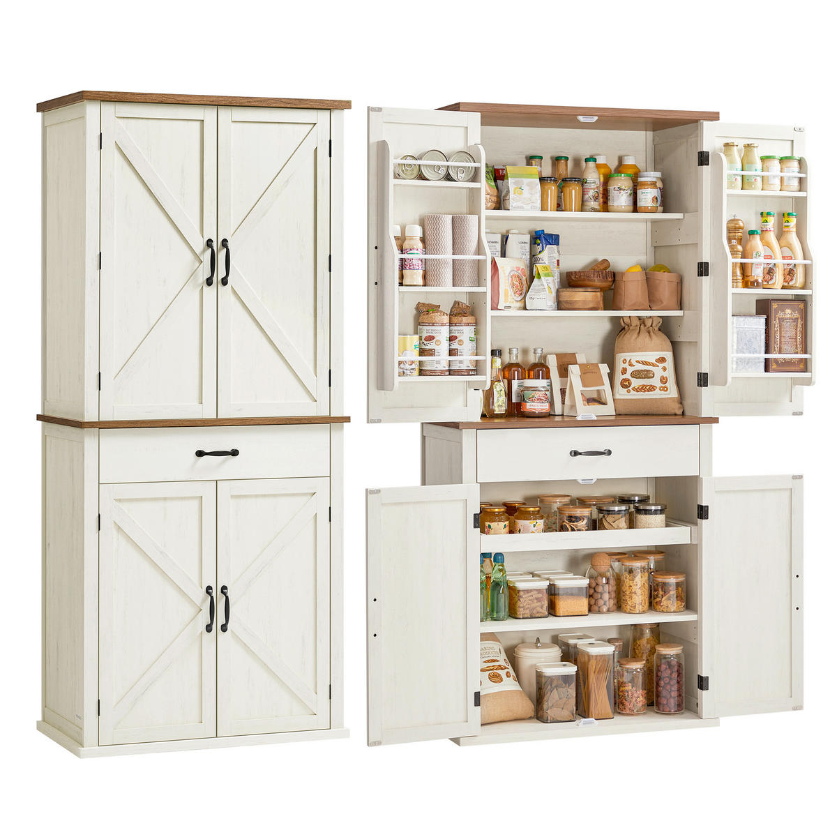 BUFFET 80/178,6/40 cm  in Braun, Weiß  - Schwarz/Weiß, Trend, Holzwerkstoff/Metall (80/178,6/40cm) - Boxxx