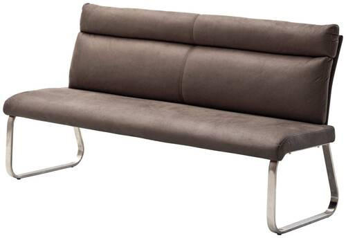 SITZBANK 160/98/70 cm Mikrofaser Braun, Edelstahlfarben  - Edelstahlfarben/Braun, Design, Textil/Metall (160/98/70cm) - Livetastic
