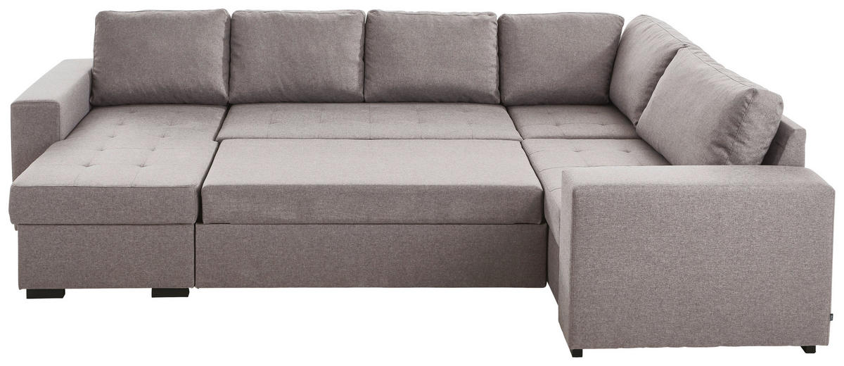WOHNLANDSCHAFT Beige Webstoff  - Beige/Schwarz, KONVENTIONELL, Kunststoff/Textil (157/313/207cm) - Ti'me