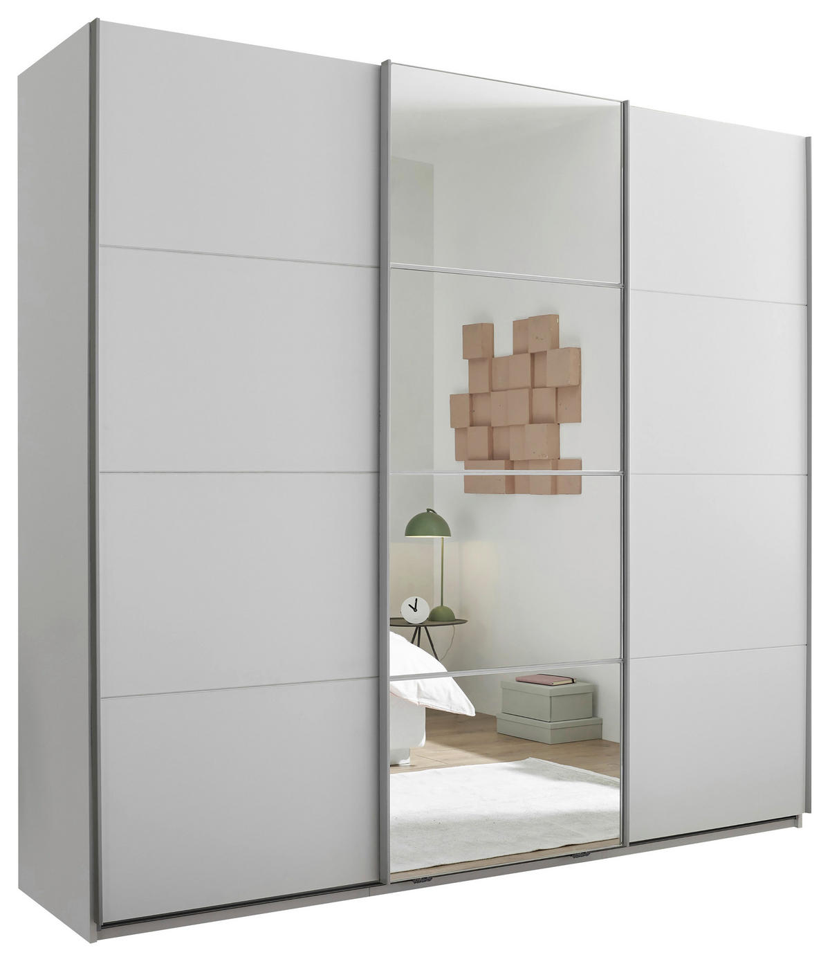 ORMAR S KLIZNIM VRATIMA bijela   - bijela/boje aluminija, Konvencionalno, staklo/drvni materijal (215/204/63cm) - Hom`in