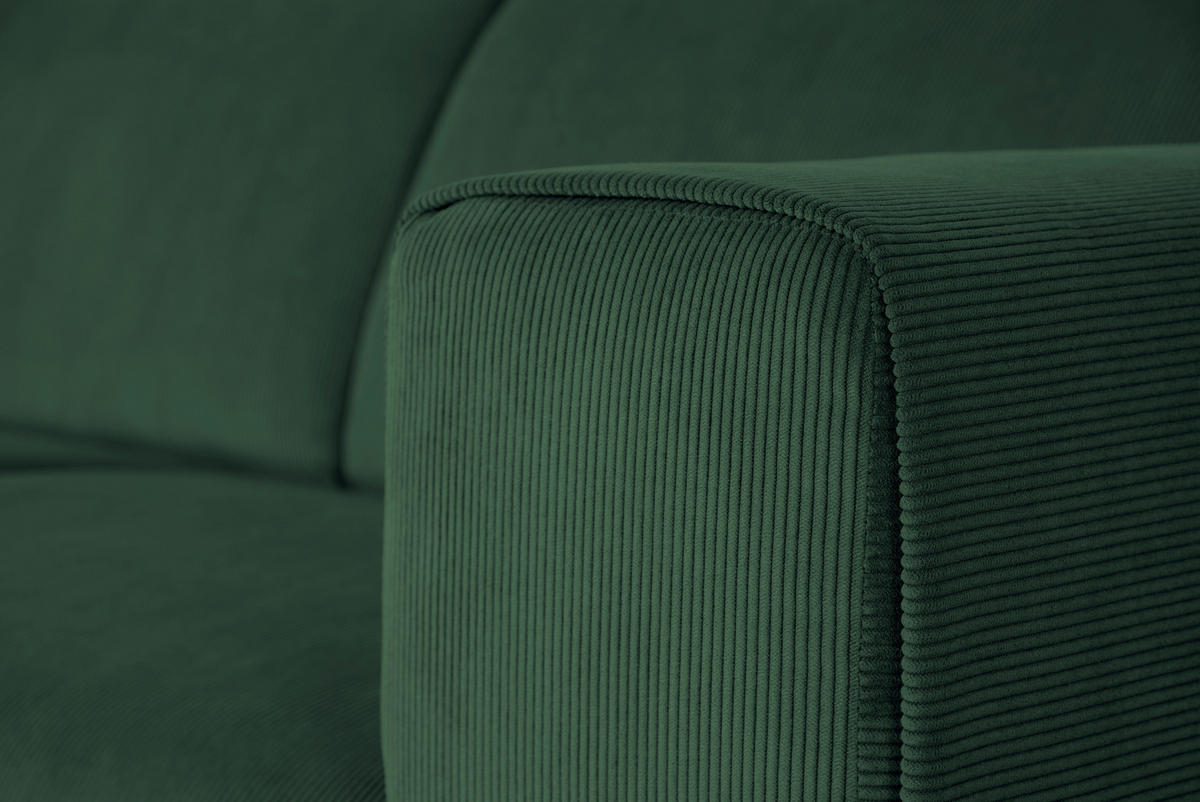 ECKSOFA ERNO in Cord Grün  262/183 cm  - Schwarz/Grün, Design, Textil/Metall (262/183cm) - MID.YOU