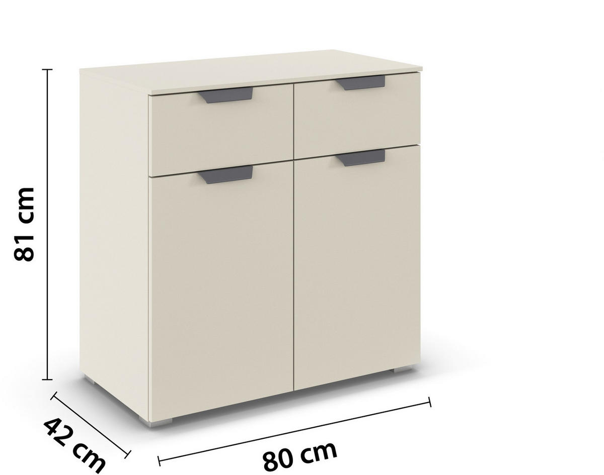 KOMMODE  in 80/81/42 cm  - Champagner/Dunkelgrau, Design, Holzwerkstoff/Metall (80/81/42cm) - Carryhome
