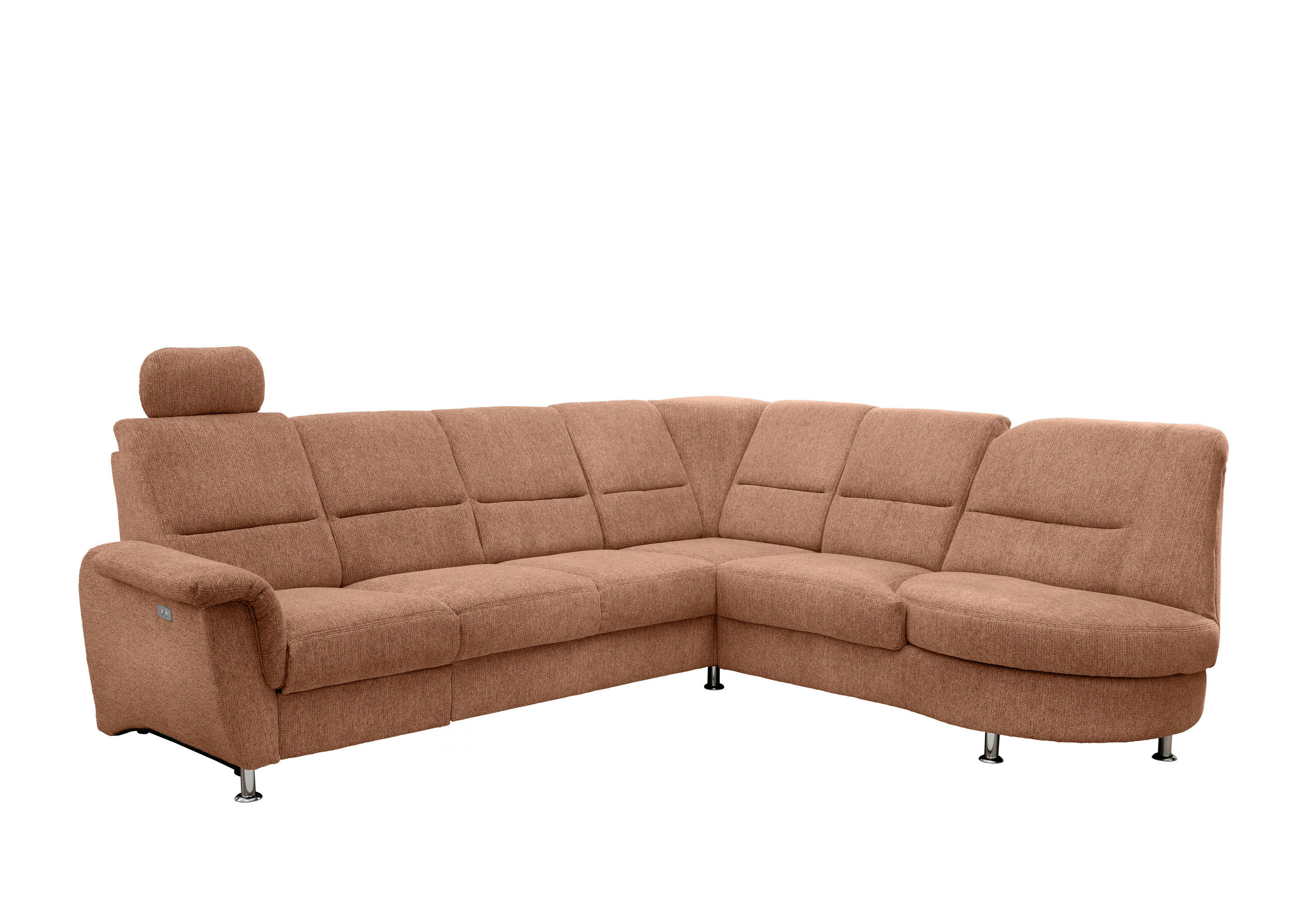 ECKSOFA Koralle Chenille  - Chromfarben/Koralle, MODERN, Textil/Metall (275/236cm) - Livetastic