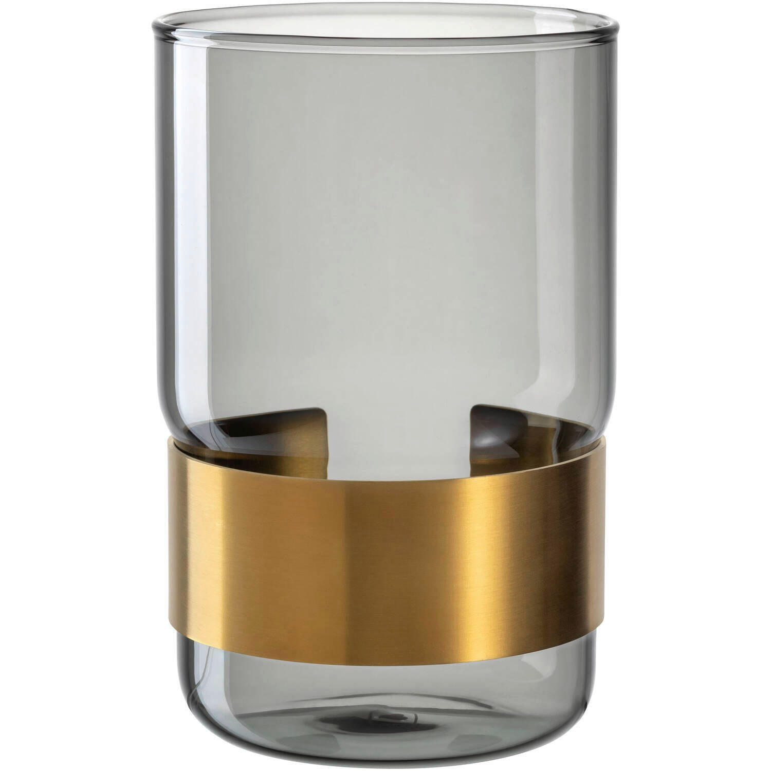 VÁZA, kov, sklo,  - Basics, kov/sklo (9,50/15,00/9,50cm)