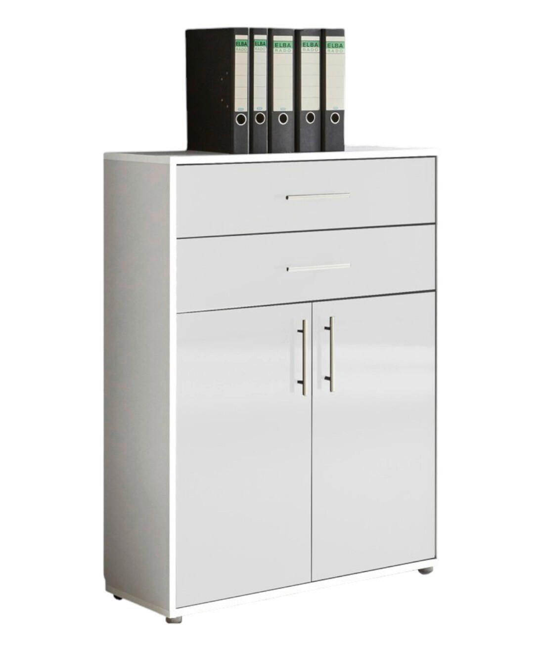 Mid.you Aktenschrank Office Edition Weiß Hochglanz, Weiß 84.5x114x33 cm