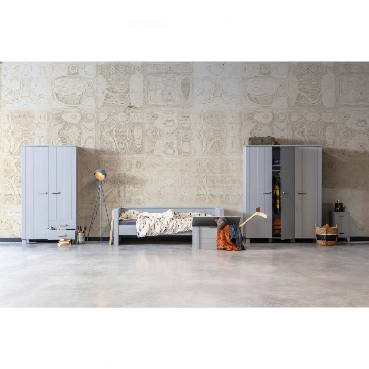GARDEROBENSCHRANK Dennis  in 111/202/55 cm  - Grau, Design, Holz (111/202/55cm) - Livetastic