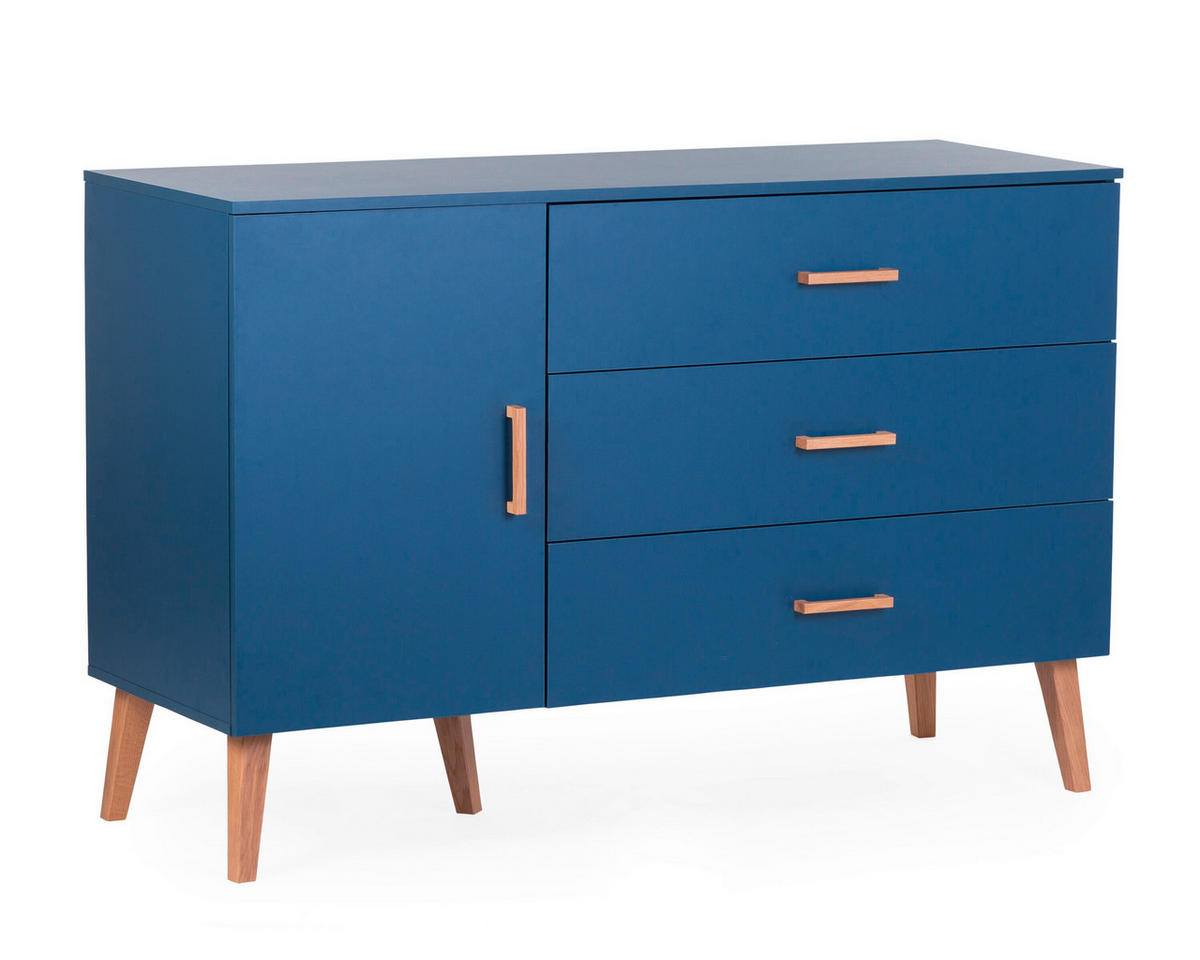 WICKELKOMMODE Bold Blue 2023 Naturfarben, Dunkelblau  - Dunkelblau/Naturfarben, Design, Holz/Holzwerkstoff (137/77/98cm) - Childhome