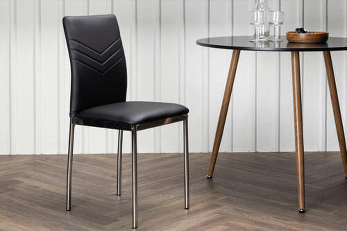 STUHL     - Chromfarben/Schwarz, MODERN, Textil/Metall (40/89/43cm) - Livetastic