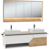 BADEZIMMER 4-teilig  in 160,4 cm  - Sandfarben/Eichefarben, LIFESTYLE, Glas/Holz (160,4cm) - Voglauer