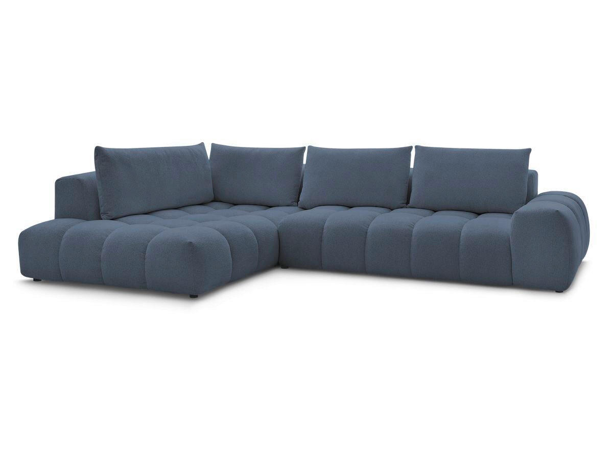 ECKSOFA Ottomane links  EVEREST Dunkelblau Flachgewebe  - Schwarz/Dunkelblau, MODERN, Kunststoff/Textil (210/352cm) - Livetastic