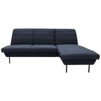 ECKSOFA in Webstoff Blau   - Blau/Schwarz, Design, Textil/Metall (214/92/168cm) - LOOKS by W.Joop