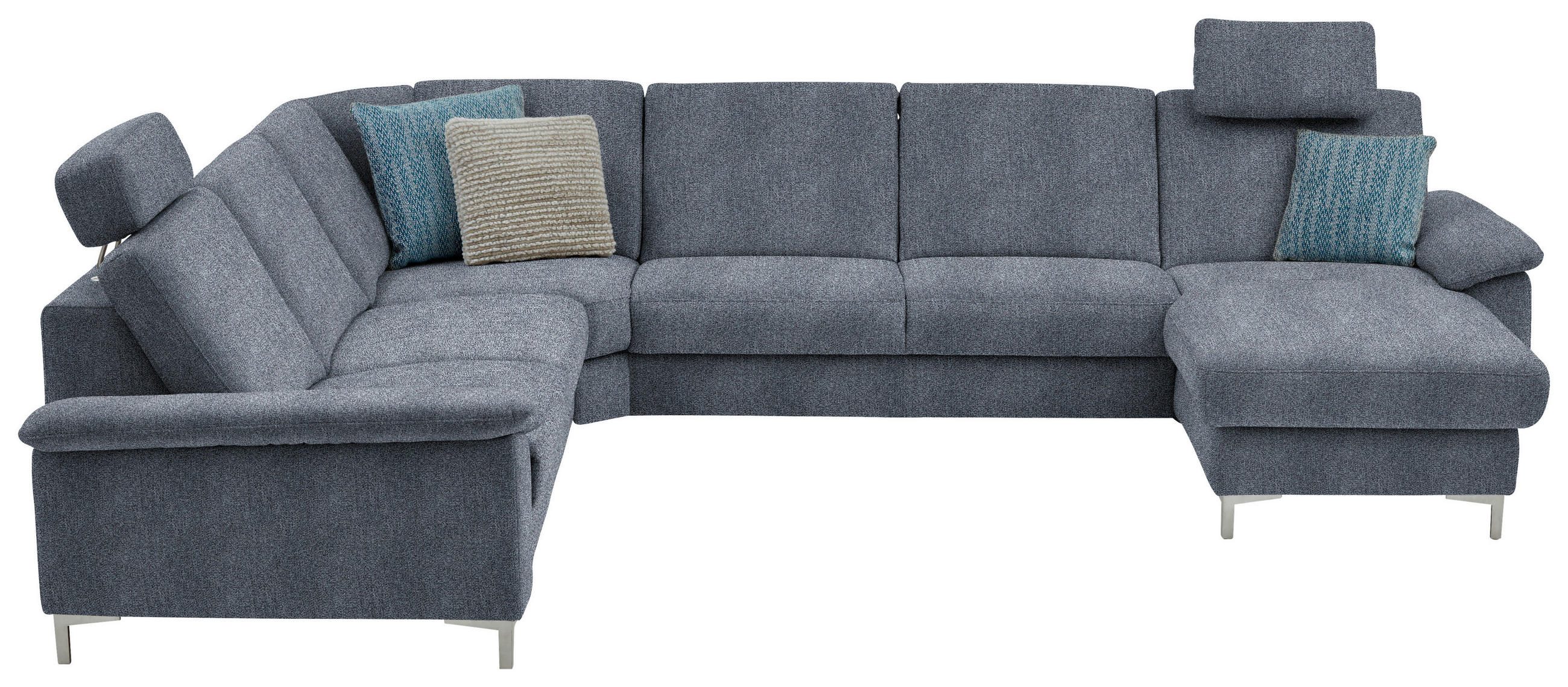 WOHNLANDSCHAFT in Chenille Dunkelblau  - Alufarben/Dunkelblau, Design, Textil/Metall (265/333/170cm) - Dieter Knoll