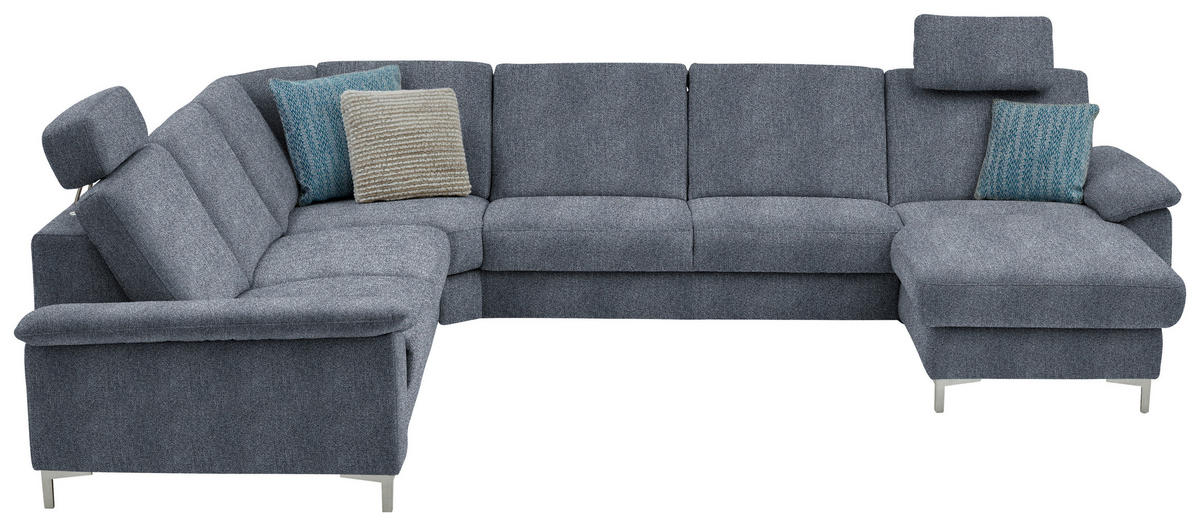 WOHNLANDSCHAFT in Chenille Dunkelblau  - Alufarben/Dunkelblau, Design, Textil/Metall (265/333/170cm) - Dieter Knoll