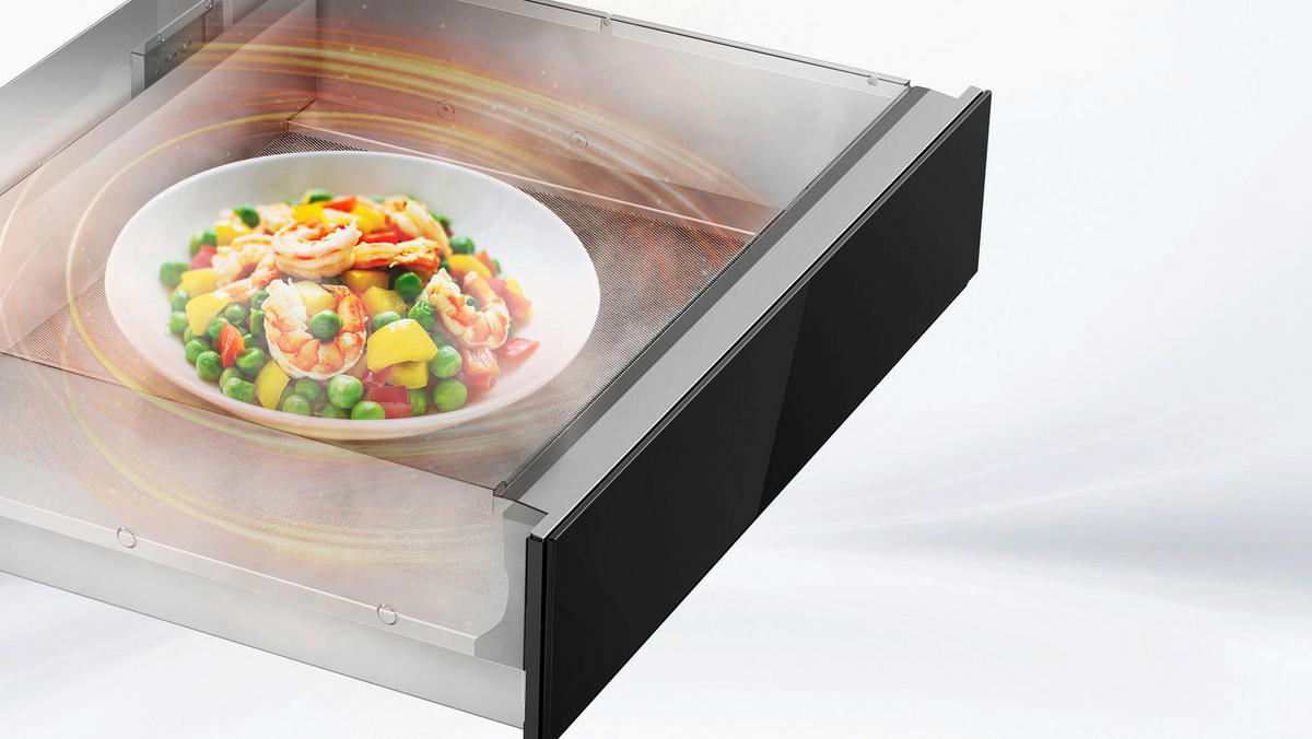 WÄRMESCHUBLADE WS1560BL  - Schwarz, Basics, Glas/Metall (59,5/14,1/54,1cm) - Midea