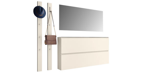 GARDEROBE 4-teilig in 170/185/33 cm - Sandfarben, Design, Glas/Holzwerkstoff (170/185/33cm) - Moderano