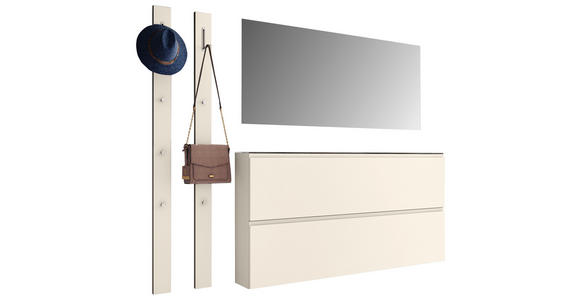 GARDEROBE 4-teilig  in 170/185/33 cm  - Sandfarben, Design, Glas/Holzwerkstoff (170/185/33cm) - Moderano