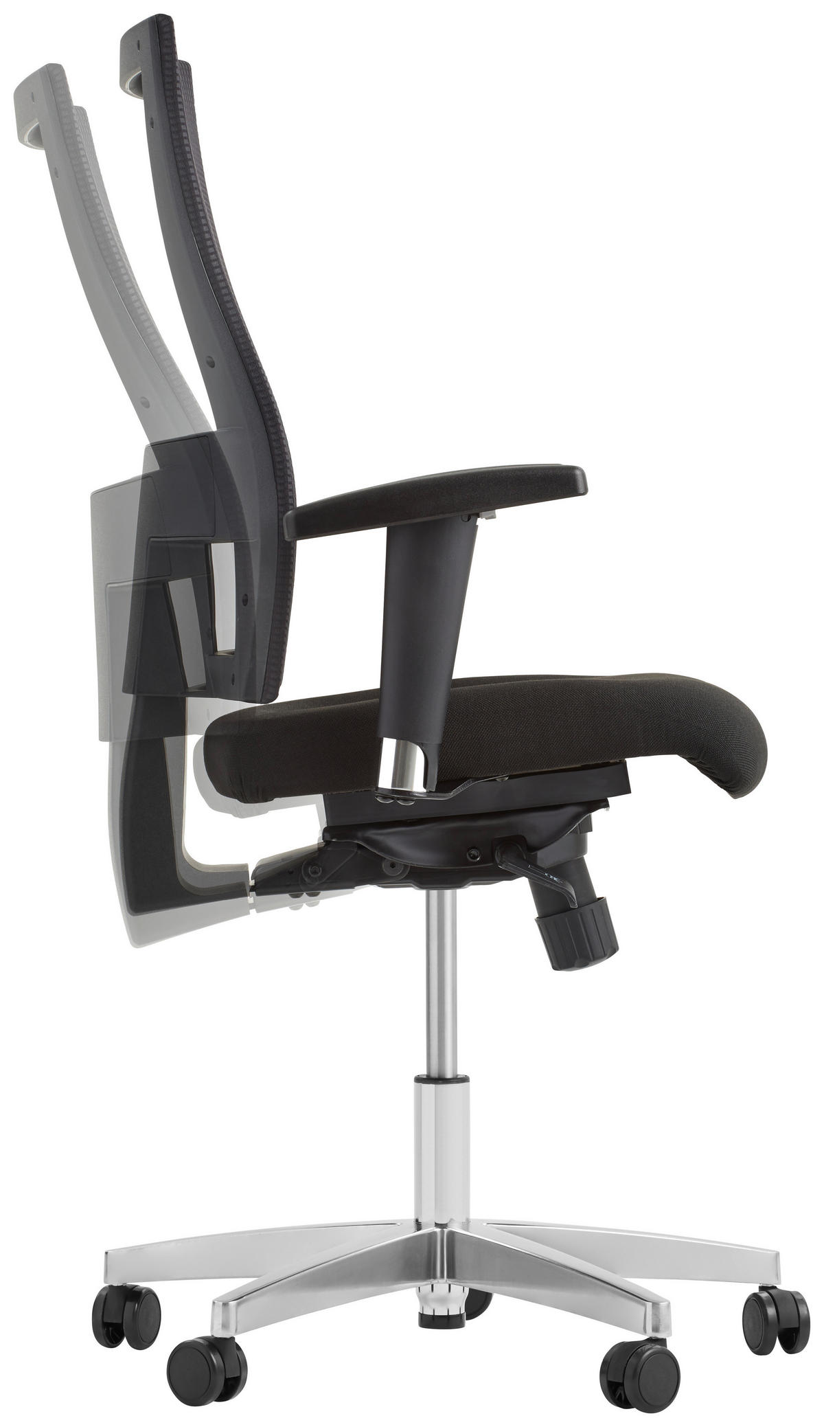 DREHSTUHL Netzbespannung, Webstoff Schwarz, Alufarben  - Schwarz/Alufarben, Basics, Kunststoff/Textil (50/114/50cm) - Topstar