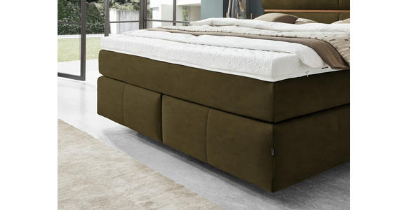 BOXSPRINGBETT 180/200 cm in Eichefarben, Olivgrün - Eichefarben/Schwarz, KONVENTIONELL, Holz/Kunststoff (180/200cm) - Dieter Knoll