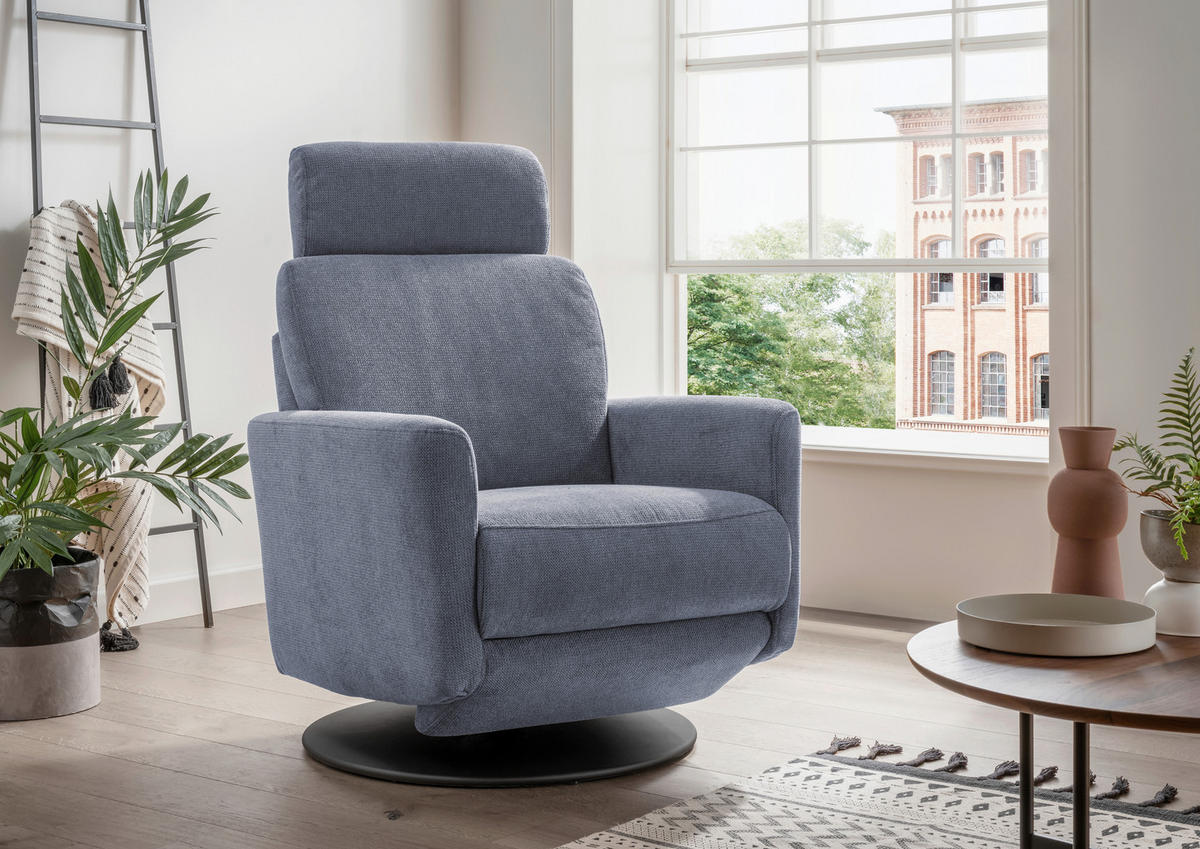 RELAXSESSEL in Textil Hellblau  - Schwarz/Hellblau, Modern, Textil/Metall (77/105/87-154cm) - Livetastic