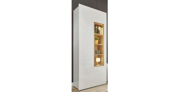 VITRINE Nussbaumfarben, Weiß - Nussbaumfarben/Weiß, Design, Glas/Holzwerkstoff (84/205/43cm) - Dieter Knoll