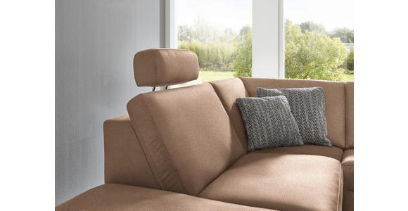 ECKSOFA in Mikrofaser Sandfarben 242/275 cm - Sandfarben/Alufarben, Design, Textil/Metall (242/275cm) - Dieter Knoll