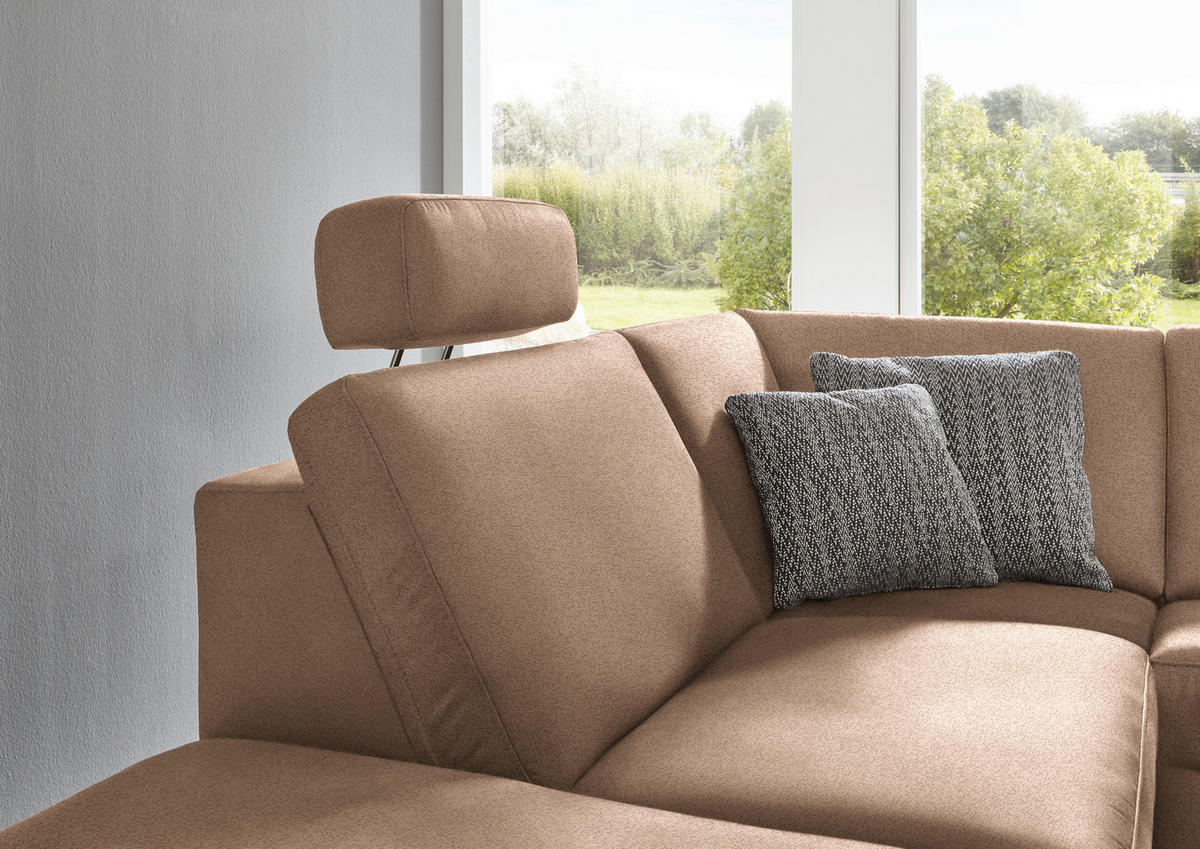 ECKSOFA in Mikrofaser Sandfarben  - Sandfarben/Alufarben, Design, Textil/Metall (242/275cm) - Dieter Knoll
