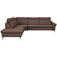 ECKSOFA in Echtleder Dunkelbraun  - Edelstahlfarben/Dunkelbraun, Konventionell, Leder/Metall (242/296cm) - Himolla Komfortklass