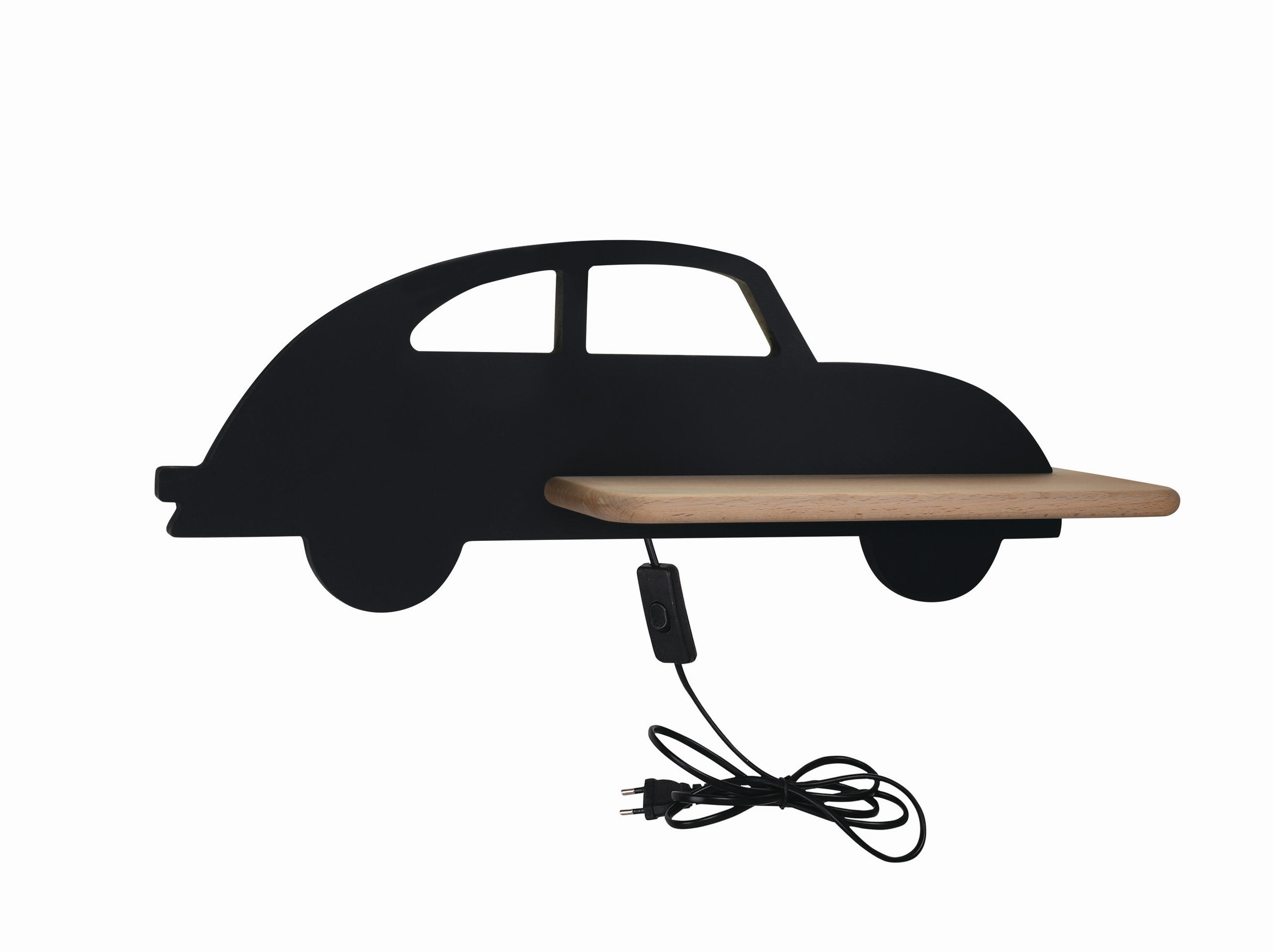 XXXLutz Kinderwandleuchte Car Schwarz 12x15x43 cm