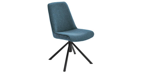 STUHL  in Eisen Flachgewebe Metall, Textil  - Petrol/Schwarz, Design, Textil/Metall (49/88/64cm) - Novel