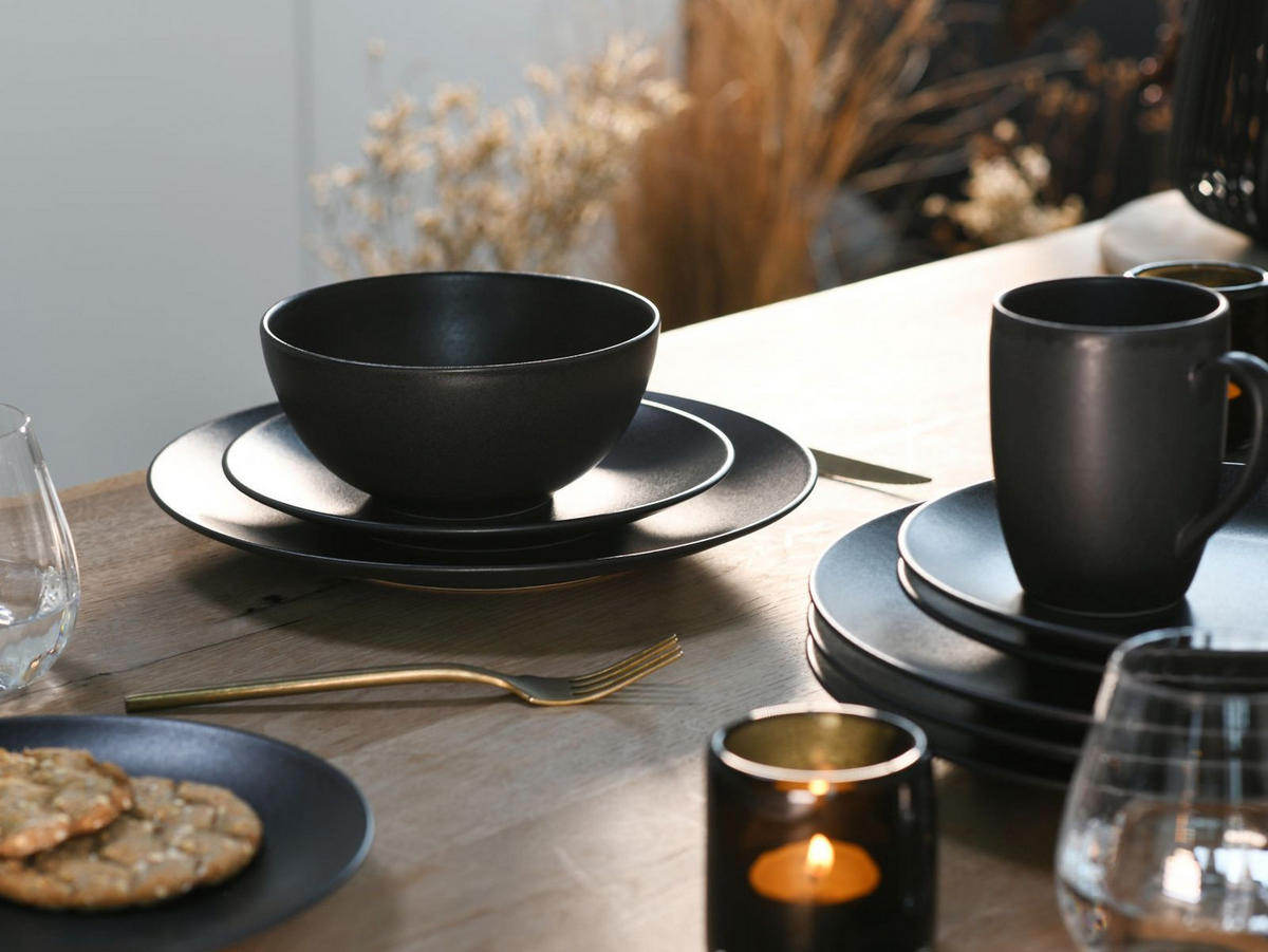 KOMBISERVICE Soft Touch Black 16-teilig  - Schwarz, Trend, Keramik - Creatable