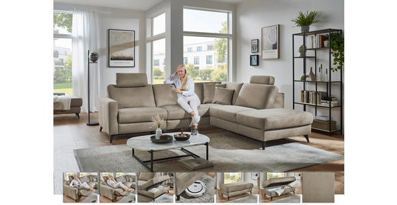 ECKSOFA Dieter Knoll Beigebraun Mikrofaser  - Beigebraun/Schwarz, Design, Textil/Metall (269/238cm) - Dieter Knoll